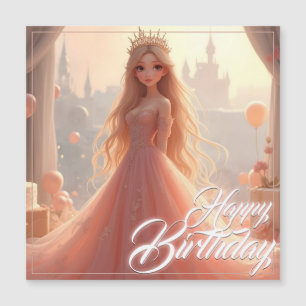 Cartão de Aniversário de Princesa em Rosa