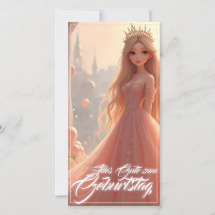Cartão de aniversário de princesa em rosa