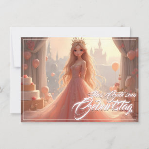 Cartão de aniversário de princesa em rosa