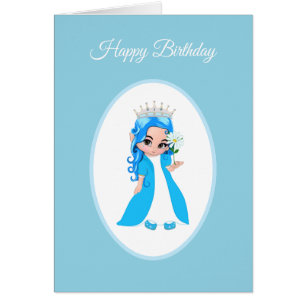 Cartão de Aniversário de Princesa Fofa Vestida de 