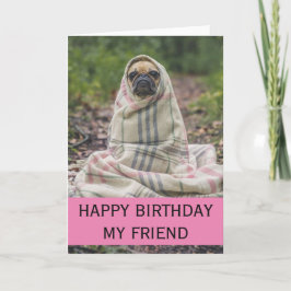 Cartão de aniversário de Pug fofo para amigo