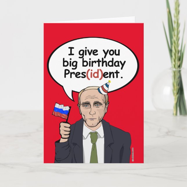 Cartão de Aniversário de Putin - Dou-lhe aniversár (Frente)