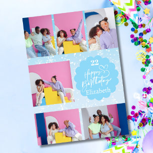 Cartão de Aniversário de Qualquer Idade Snowy Blue