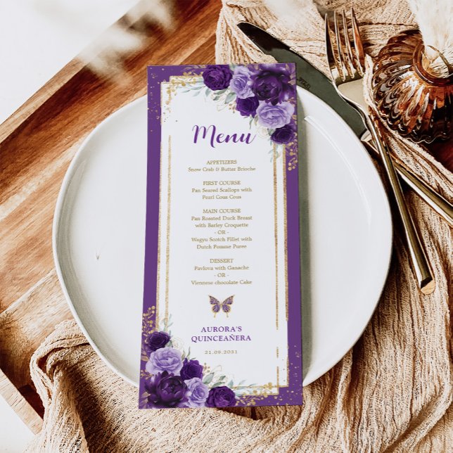 Cartão de Aniversário de Quinceanera, Rosas Dourad (Criador carregado)