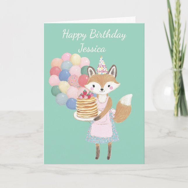 Cartão de Aniversário de Raposa Fofa (Frente)