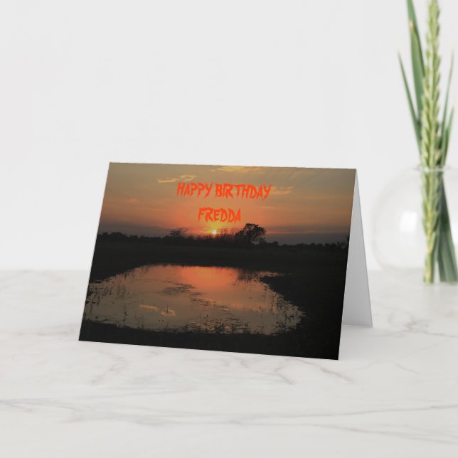 Cartão de Aniversário de Reflexão Laranja Sunset (Frente)