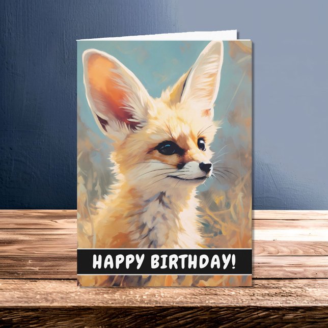 Cartão de Aniversário de Retrato Adorável Fennec F (Criador carregado)