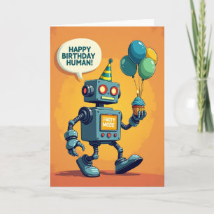 Cartão de Aniversário de Robô Alegre