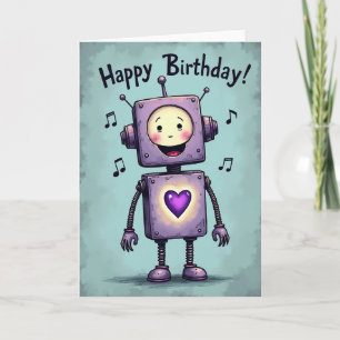 Cartão de Aniversário de Robô Caprichoso
