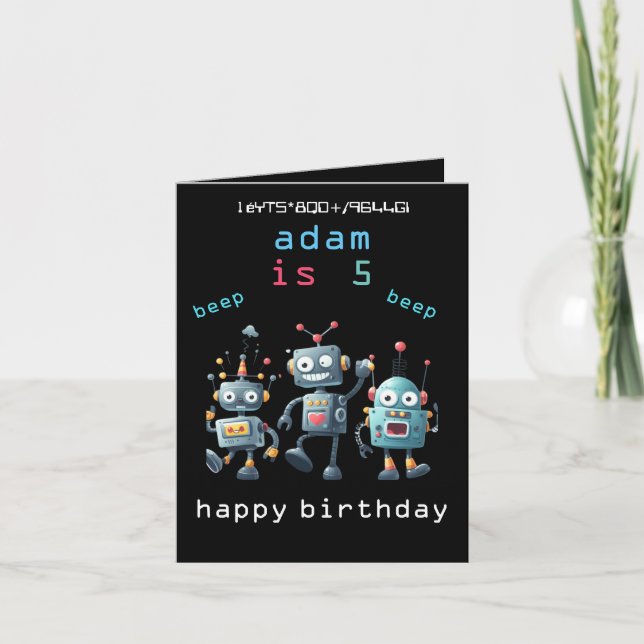 Cartão de aniversário de robô retrô vintage louco  (Frente)