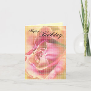 Cartão de Aniversário de Rosa Amarelo Cor-de-rosa