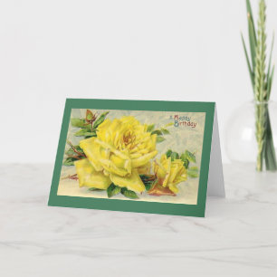 Cartão de Aniversário de Rosa Amarelo Vitoriano