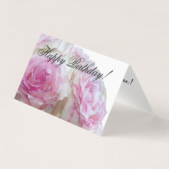 Cartão de Aniversário de Rosa Branca e Rosa 3975 (Frente)