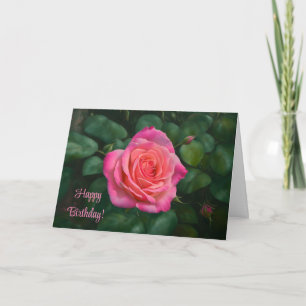 Cartão de Aniversário de Rosa Rosa Bonita