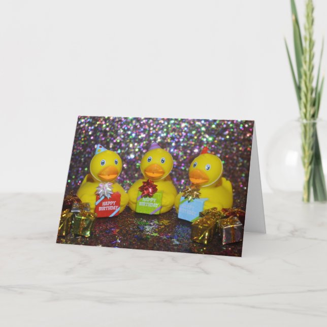 Cartão de aniversário de Rubber duckie (Frente)