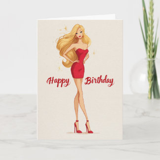 Cartão de Aniversário de Saia Mini Vermelha Glamur