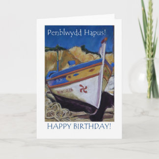 Cartão de Aniversário de Saudação Welsh: Barco de