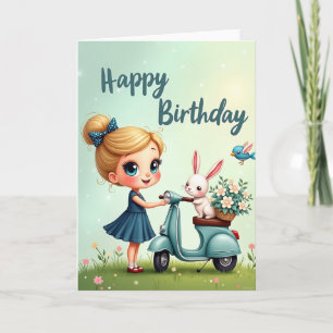 Cartão de Aniversário de Scooter Doce