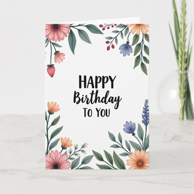 Cartão de Aniversário de Script Doce (Frente)