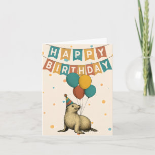 Cartão de Aniversário de Selo - Animal de Festa Có
