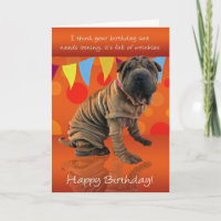 Cartão De Aniversário De Shar Pei Divertido Com Hu