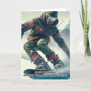 Cartão de Aniversário de Snowboard