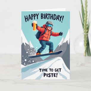 Cartão de Aniversário de Snowboard