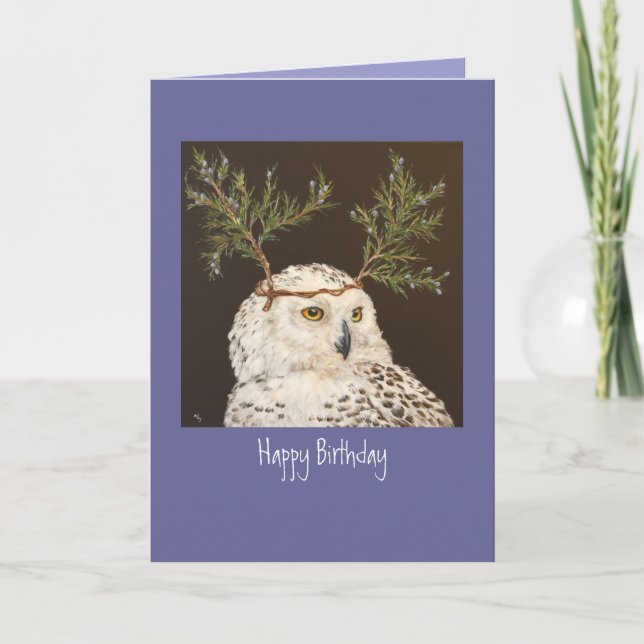 cartão de aniversário de Snowy Owl (Frente)