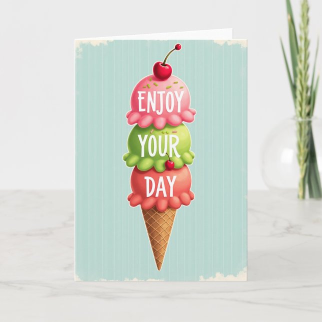 Cartão de Aniversário de Sorvete Doce (Frente)