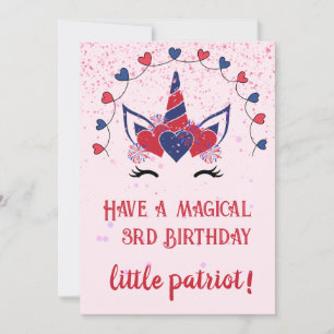 Cartão de aniversário de Sparkle Patriot unicorn