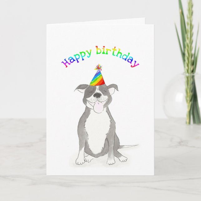 Cartão de aniversário de Staffie (Frente)