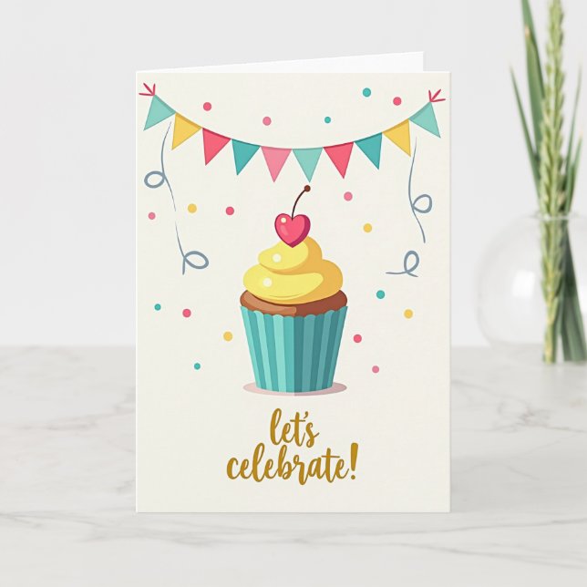 Cartão de Aniversário de Streamer Alegre (Frente)