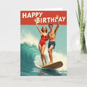 Cartão de Aniversário de Surf Alegre
