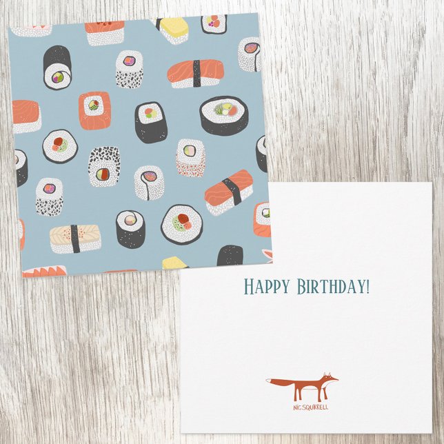 Cartão de aniversário de Sushi (Sushi Japanese food art birthday card)
