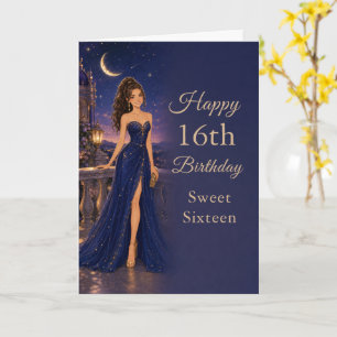 Cartão de Aniversário de Sweet Sixteen Azul Celest