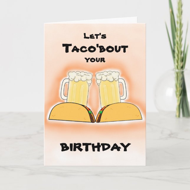 Cartão de Aniversário de Taco e Cerveja (Frente)