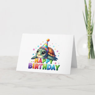 Cartão de Aniversário de Tartaruga Fofa