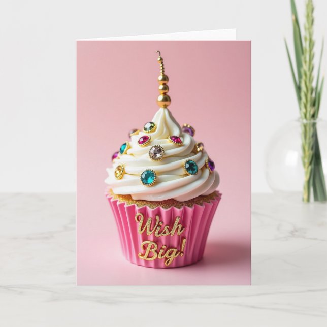 Cartão de Aniversário de Tratamento Rosa (Frente)