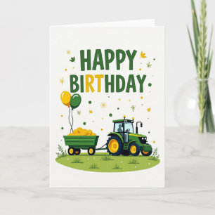 Cartão de Aniversário de Trator Alegre
