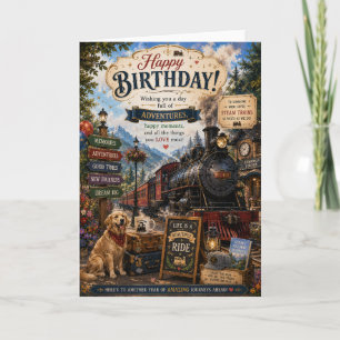 Cartão de Aniversário de Trem a Vapor Ferrovia V