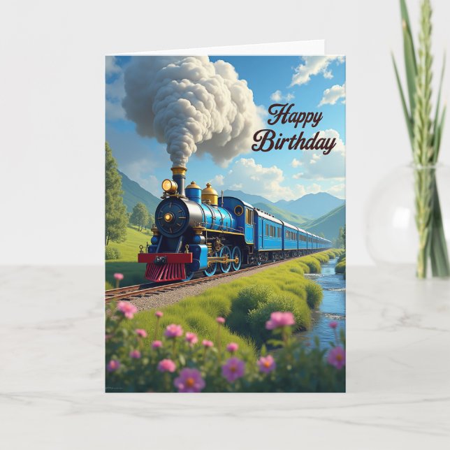 Cartão de Aniversário de Trem Antigo (Frente)