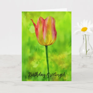 Cartão de Aniversário de Tulip Flower Arte Colorid