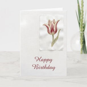 Cartão de Aniversário de Tulipa Botânica Vintage