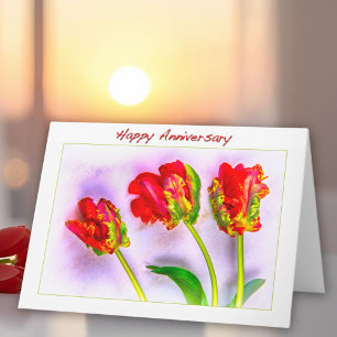 Cartão de Aniversário de Tulipas Francesas