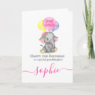 Cartão de aniversário de uma elefante rosa