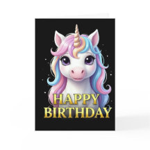 CARTÃO DE ANIVERSÁRIO DE UNICÓRNI EM CLOSEUP DISTI