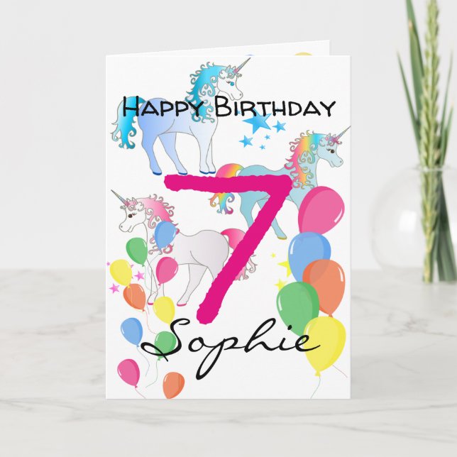 Cartão de Aniversário de Unicórnio para Menina de  (Frente)