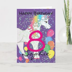 Cartão de Aniversário de Unicórnio para Menina de