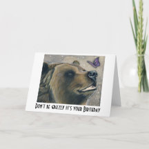 Cartão de Aniversário de Urso e Borboleta