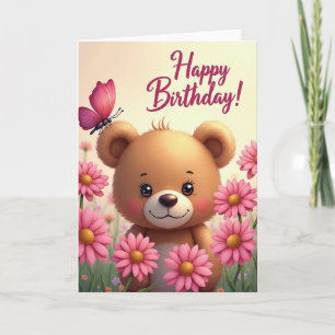 Cartão de Aniversário de Urso Fofo